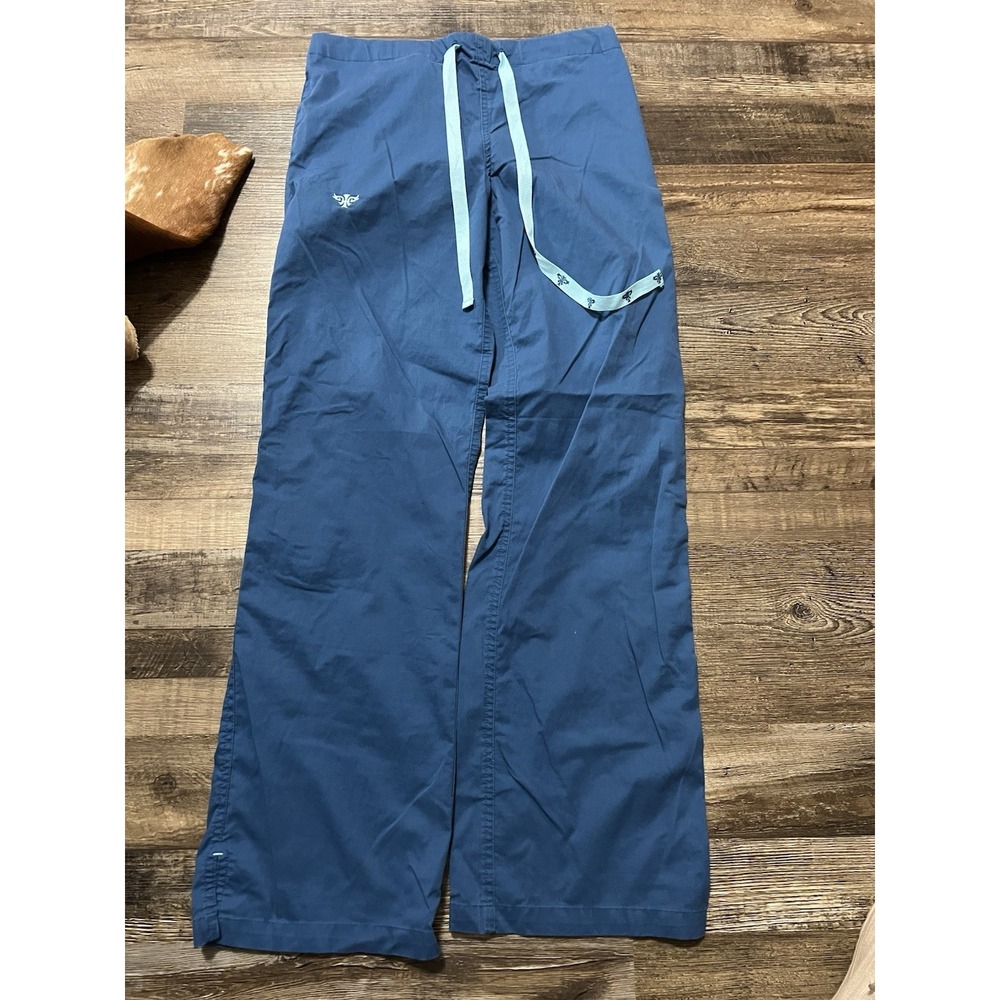 Med Couture Blue Women's Elastic Drawstring Flared Scrub Bottoms‎ XS 29W 29L